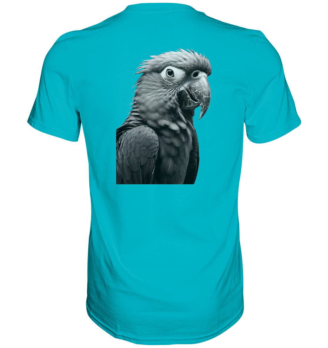Papagei - Porträt - Backprint (schwarz/weiss) - Premium Shirt