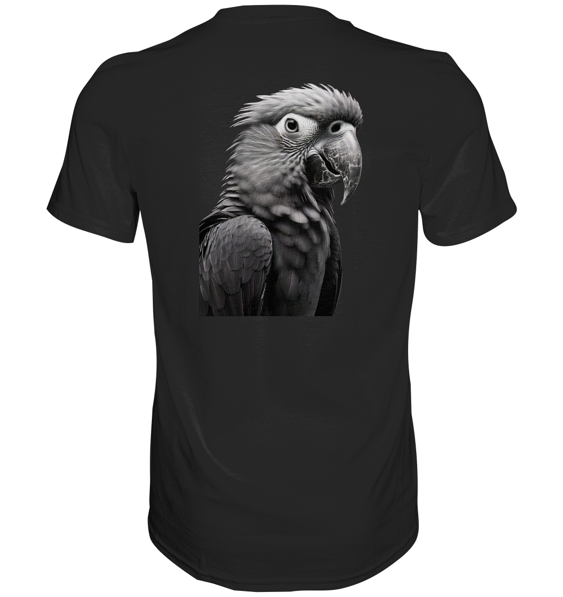 Papagei - Porträt - Backprint (schwarz/weiss) - Premium Shirt