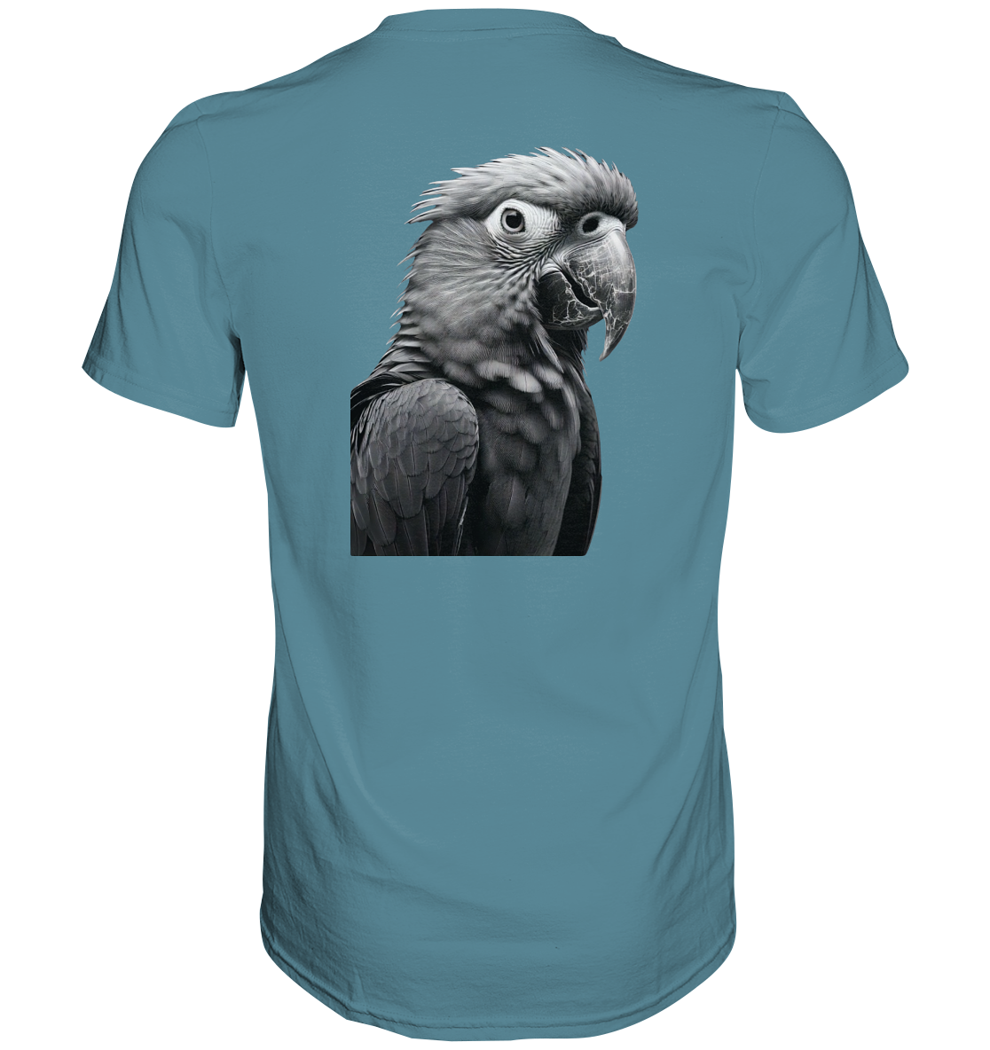 Papagei - Porträt - Backprint (schwarz/weiss) - Premium Shirt