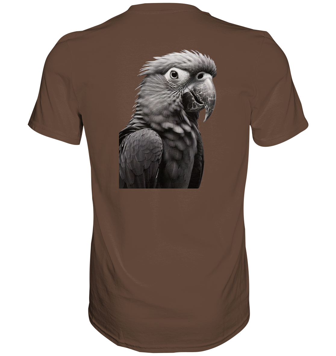 Papagei - Porträt - Backprint (schwarz/weiss) - Premium Shirt