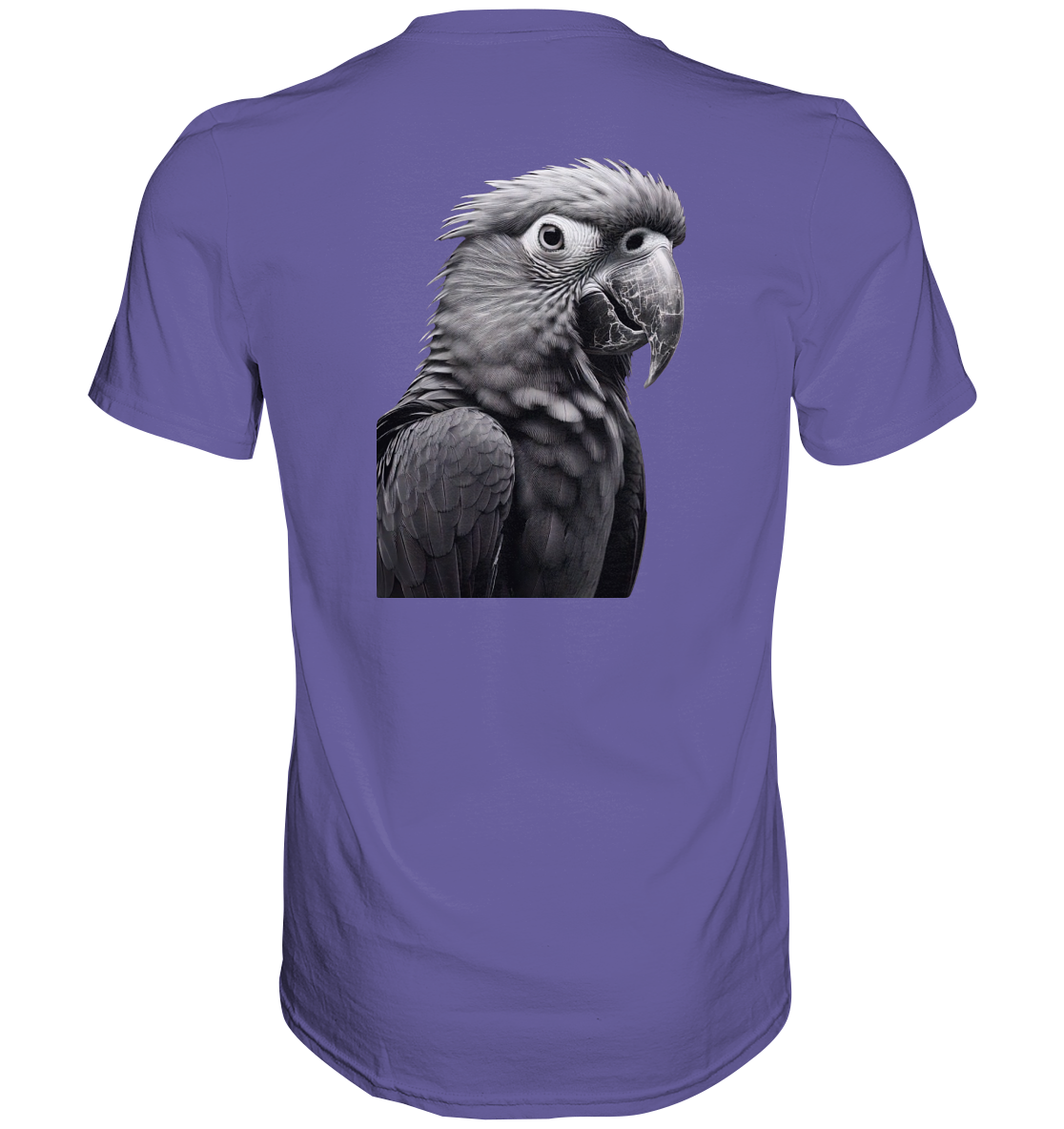 Papagei - Porträt - Backprint (schwarz/weiss) - Premium Shirt