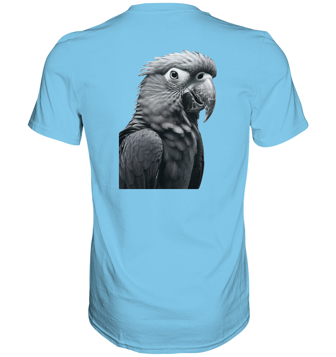 Papagei - Porträt - Backprint (schwarz/weiss) - Premium Shirt