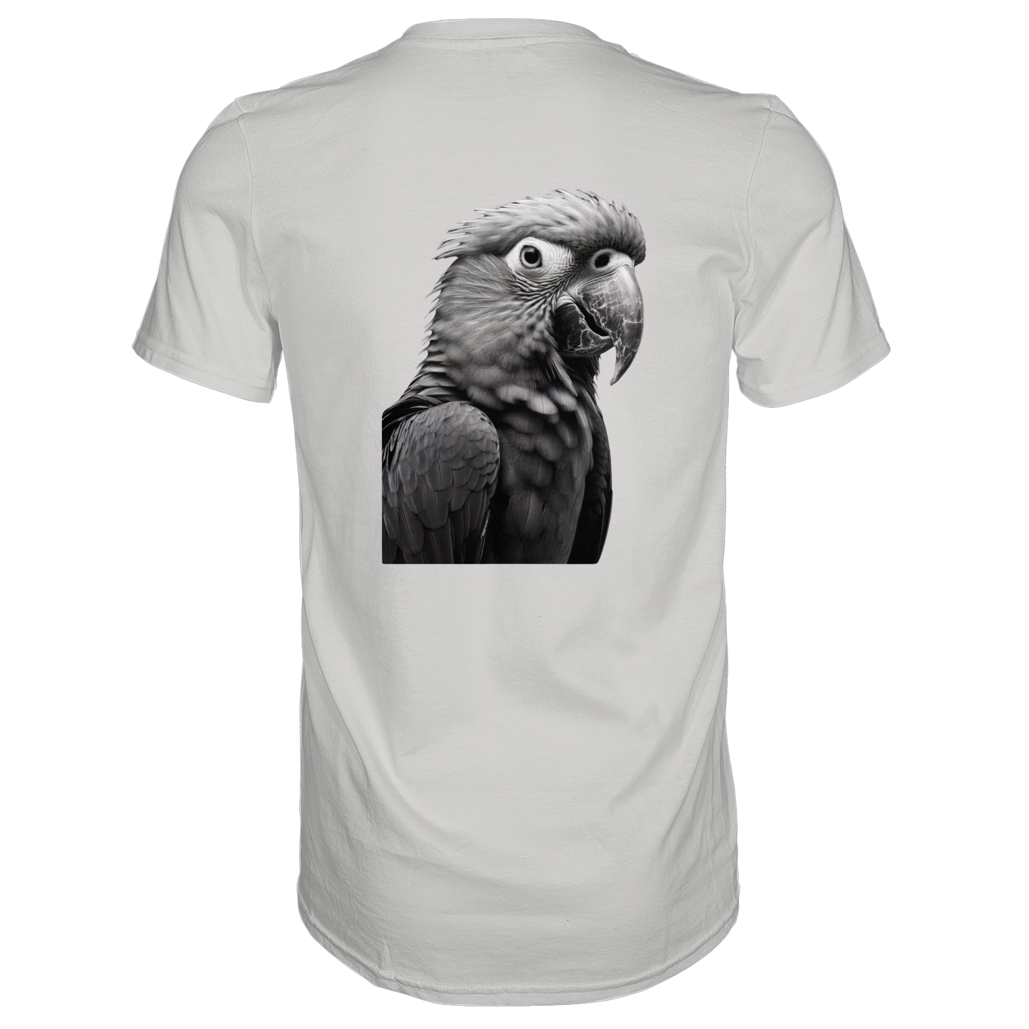 Papagei - Porträt - Backprint (schwarz/weiss) - Premium Shirt