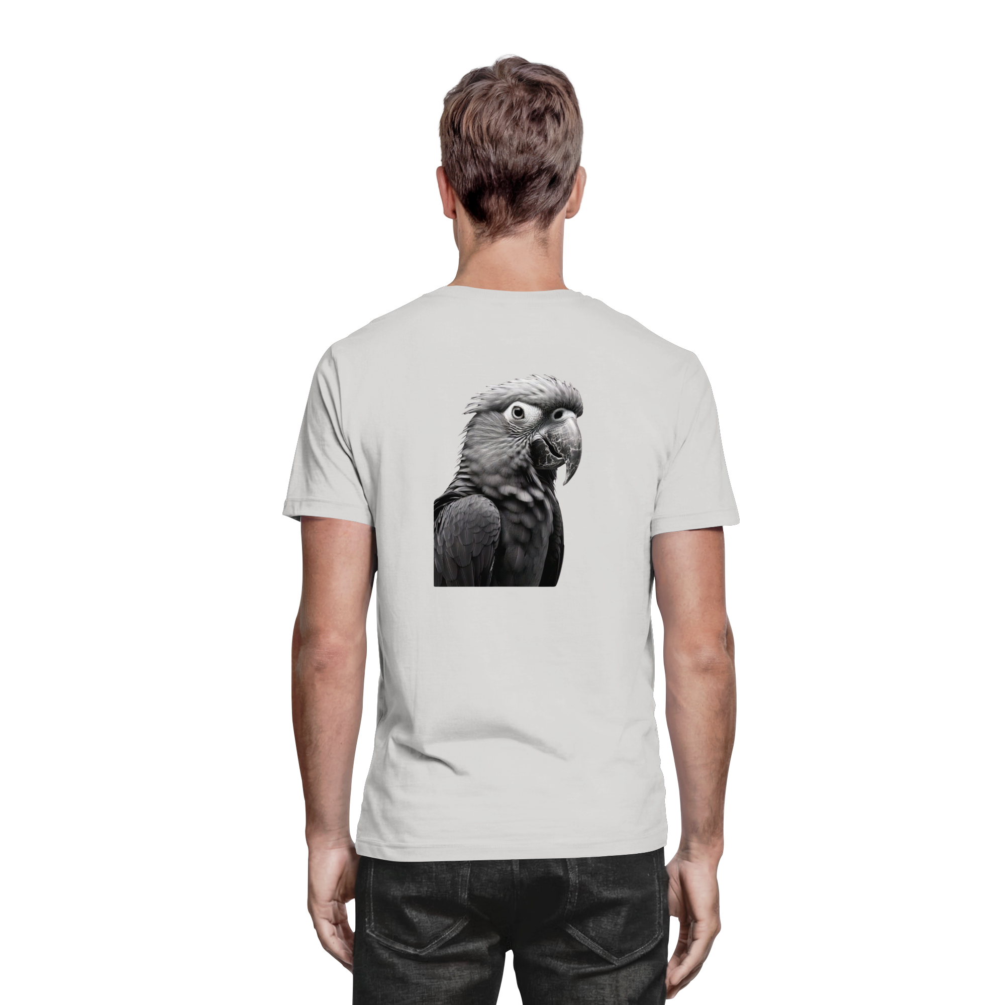 Papagei - Porträt - Backprint (schwarz/weiss) - Premium Shirt