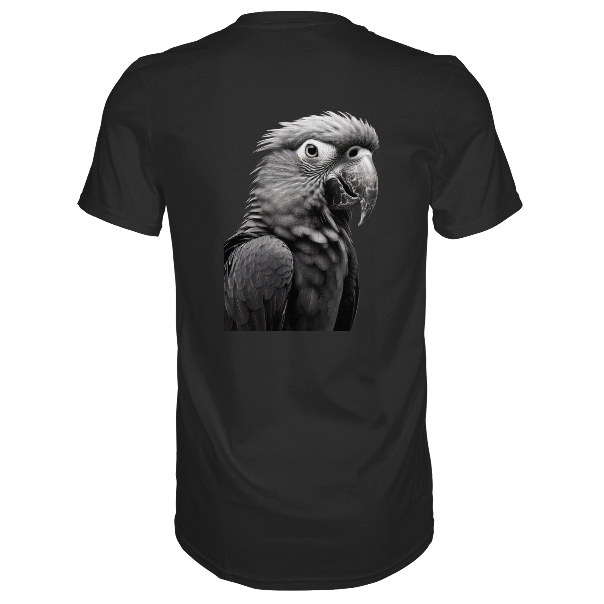 Papagei - Porträt - Backprint (schwarz/weiss) - Premium Shirt