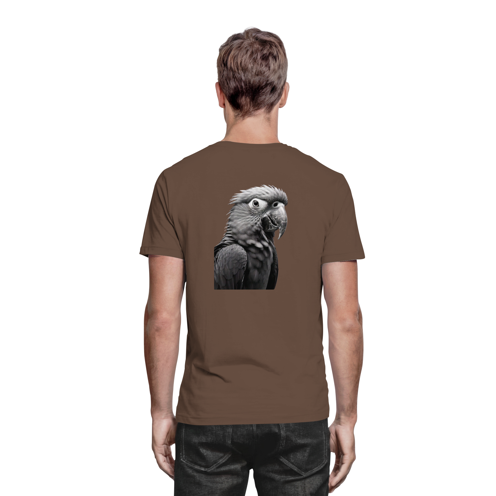 Papagei - Porträt - Backprint (schwarz/weiss) - Premium Shirt