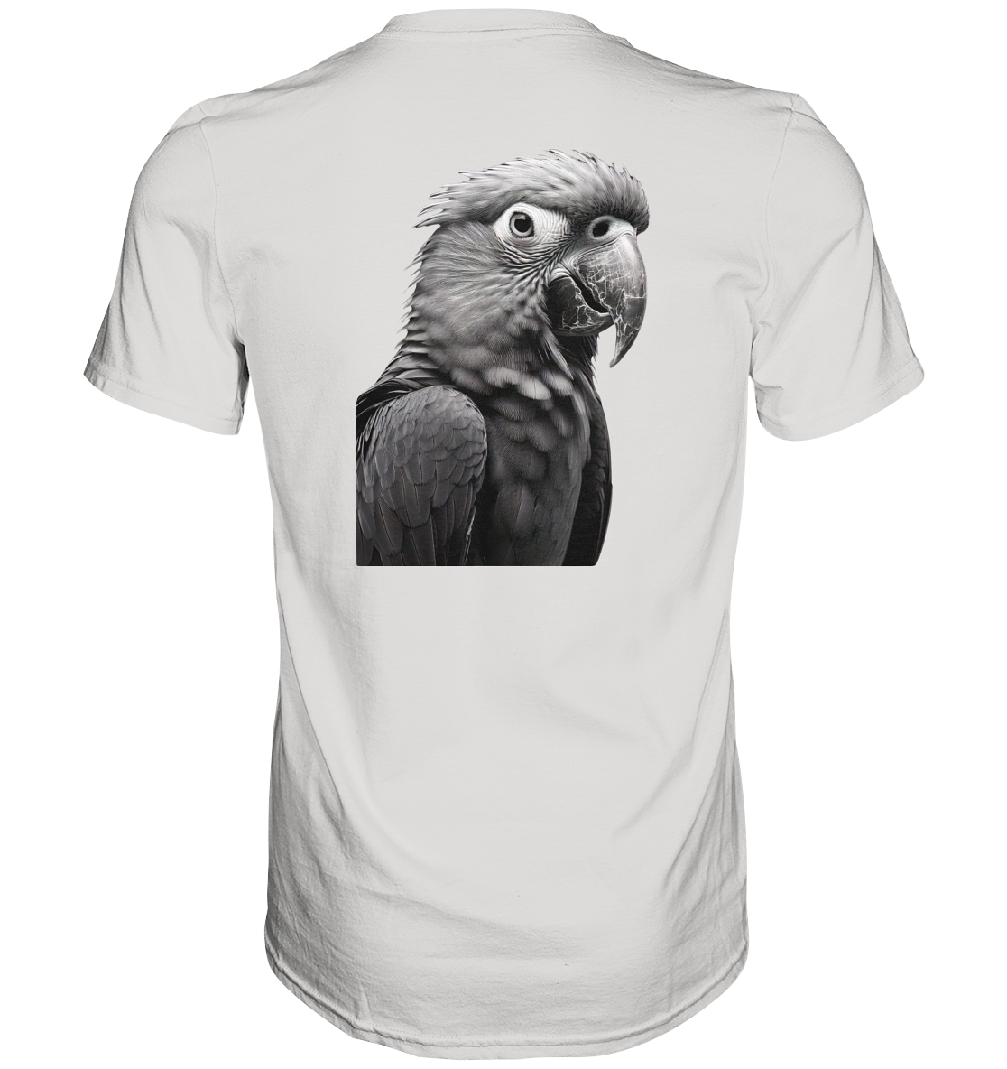Papagei - Porträt - Backprint (schwarz/weiss) - Premium Shirt