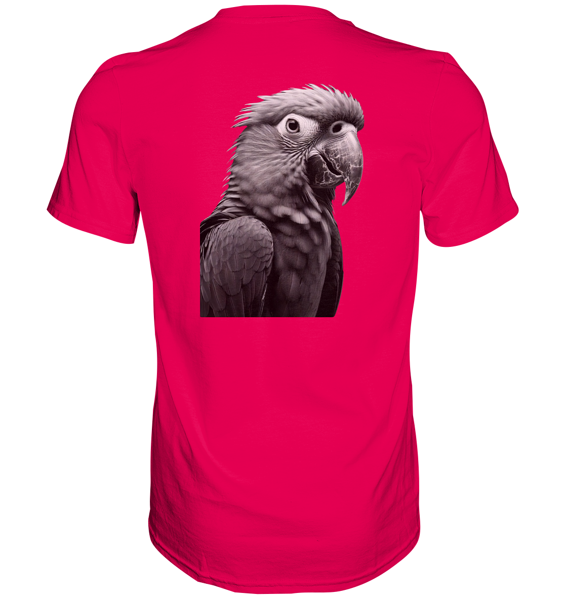 Papagei - Porträt - Backprint (schwarz/weiss) - Premium Shirt