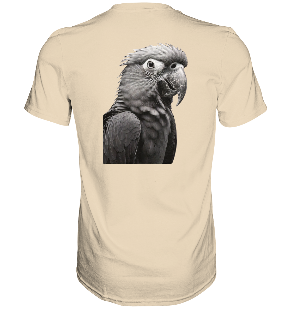Papagei - Porträt - Backprint (schwarz/weiss) - Premium Shirt