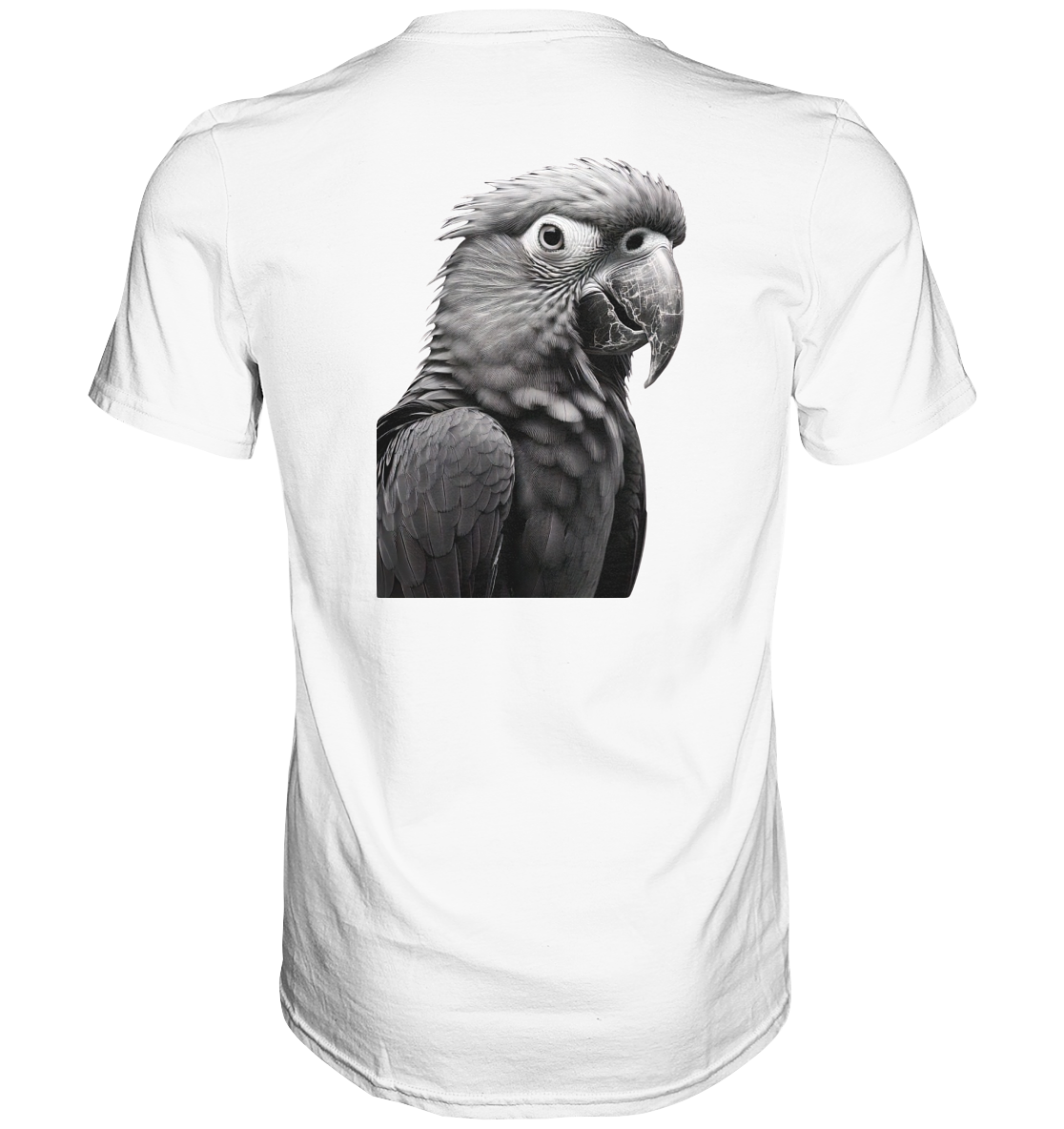 Papagei - Porträt - Backprint (schwarz/weiss) - Premium Shirt