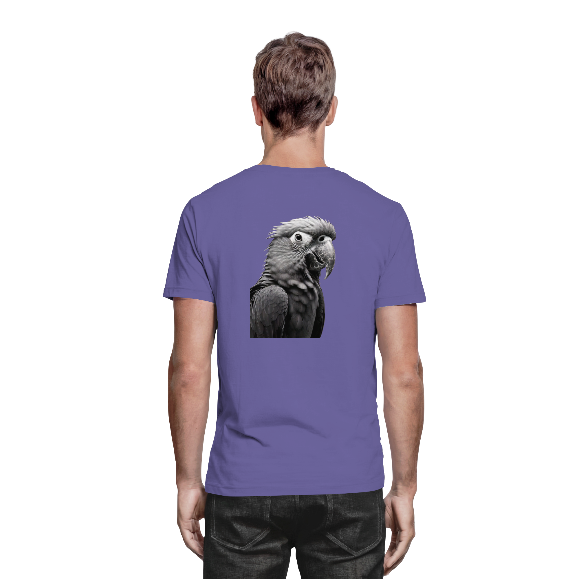 Papagei - Porträt - Backprint (schwarz/weiss) - Premium Shirt