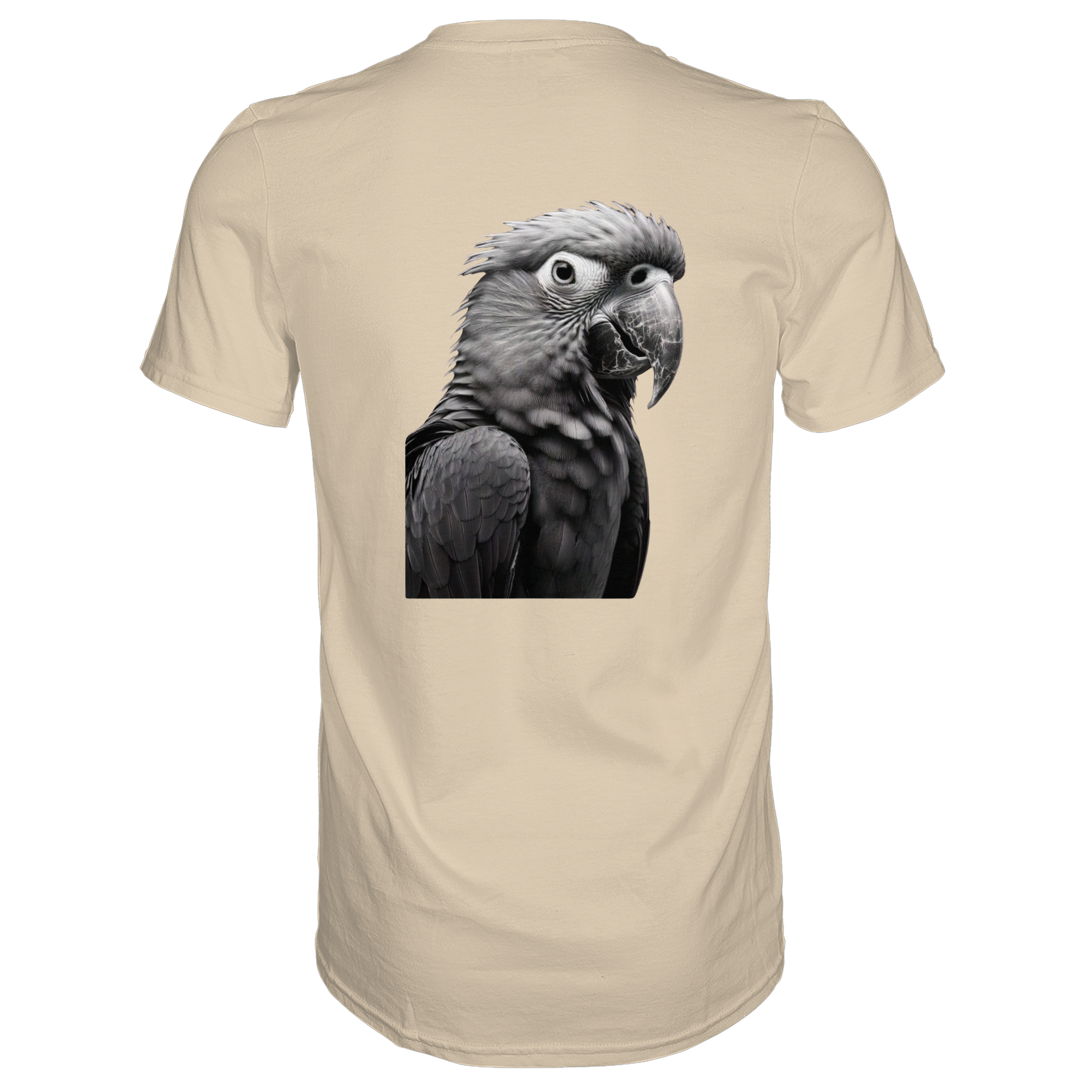 Papagei - Porträt - Backprint (schwarz/weiss) - Premium Shirt