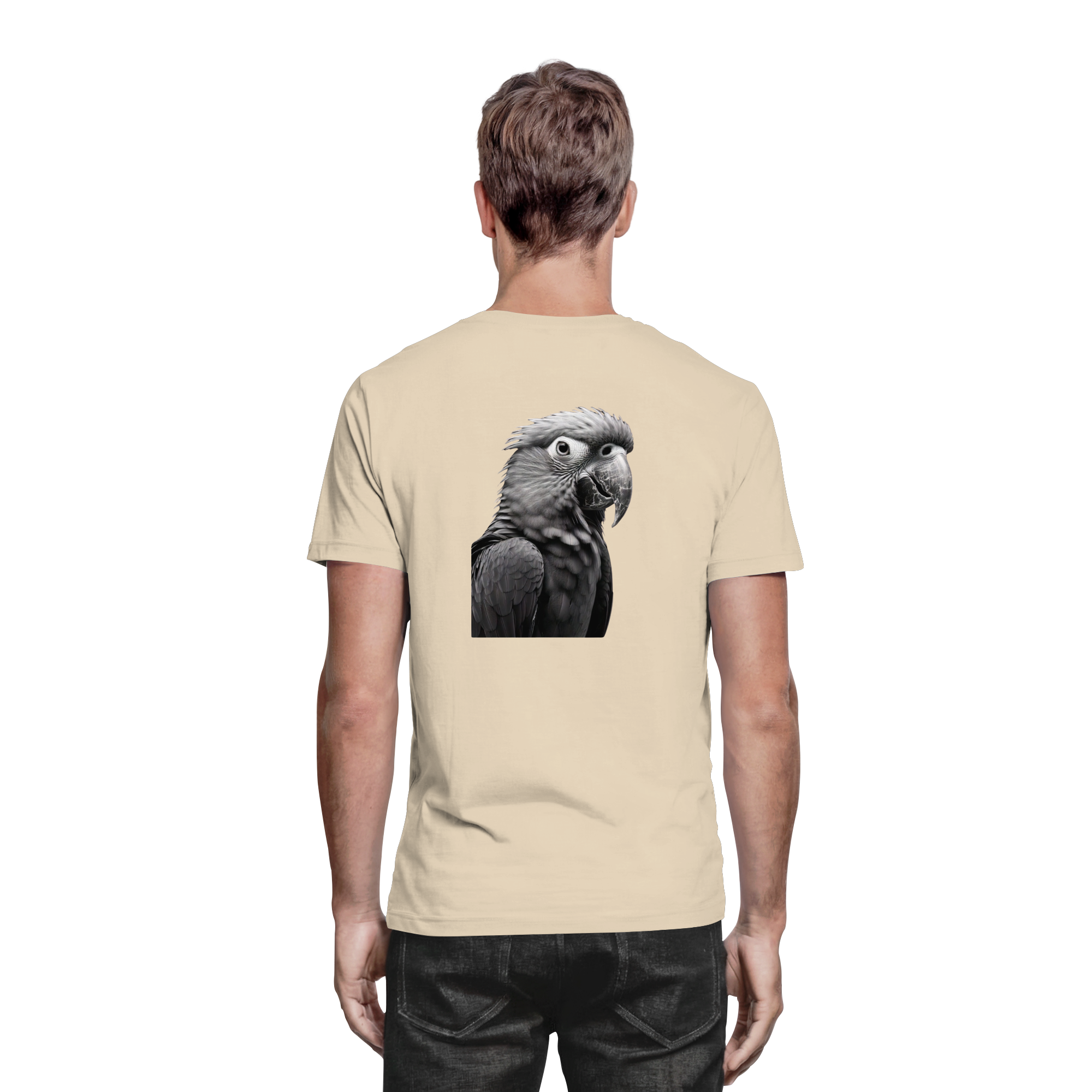 Papagei - Porträt - Backprint (schwarz/weiss) - Premium Shirt