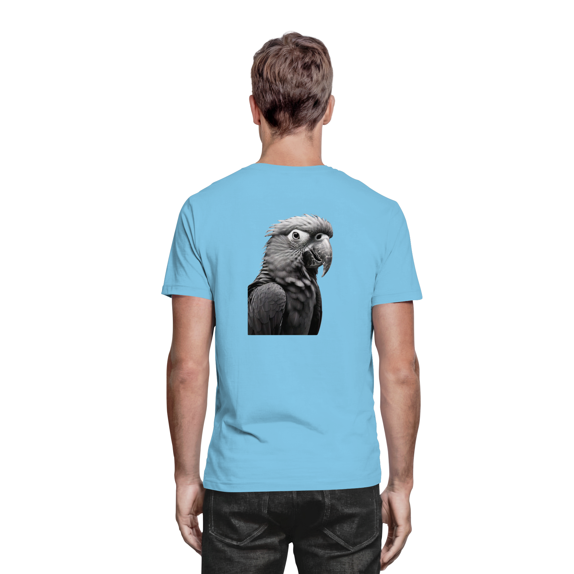 Papagei - Porträt - Backprint (schwarz/weiss) - Premium Shirt