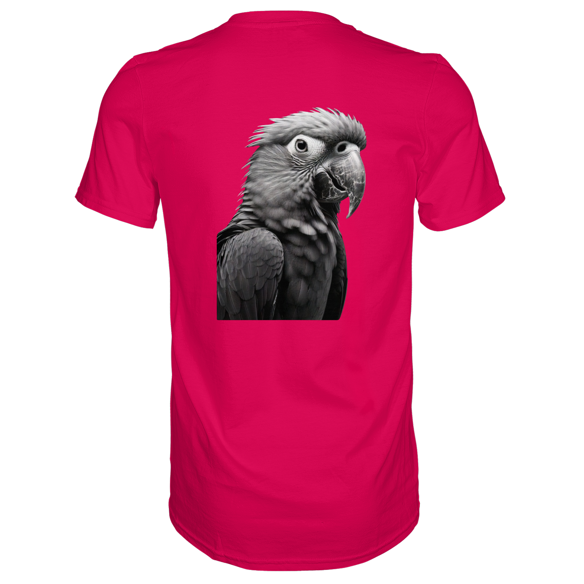 Papagei - Porträt - Backprint (schwarz/weiss) - Premium Shirt