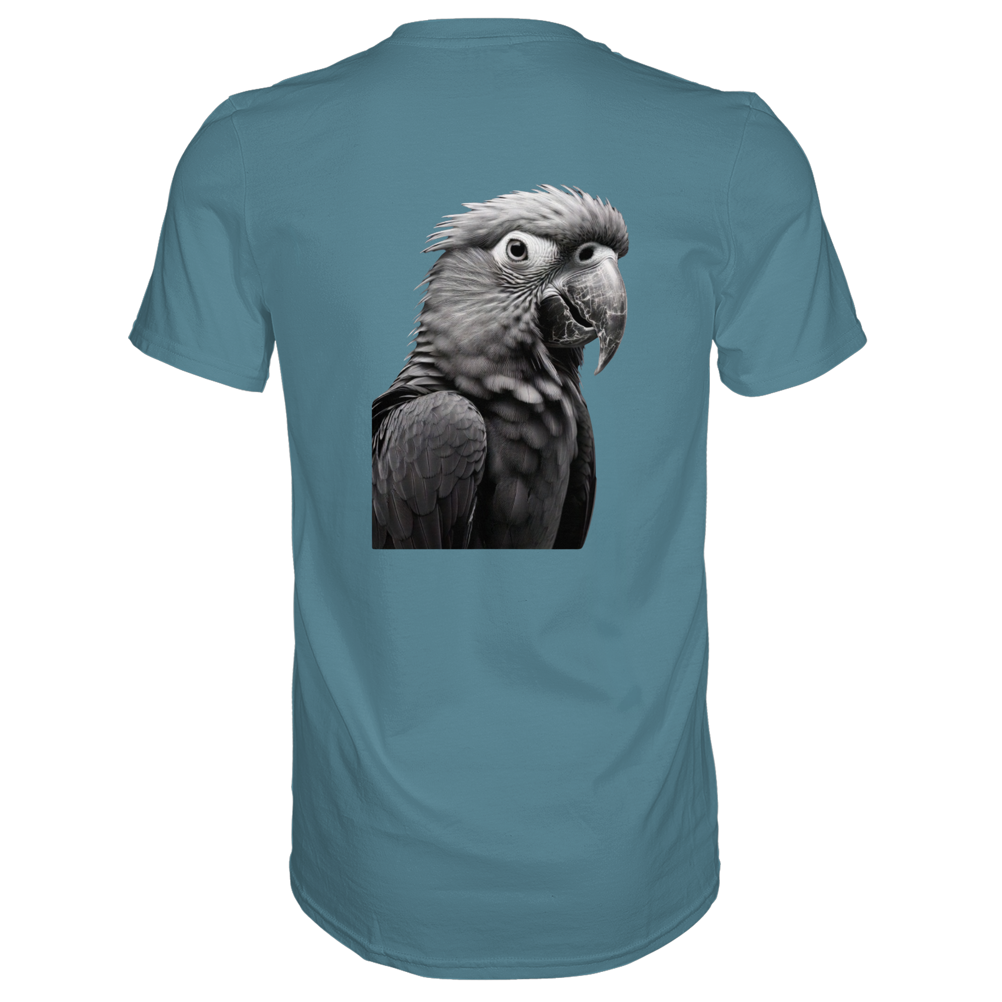 Papagei - Porträt - Backprint (schwarz/weiss) - Premium Shirt