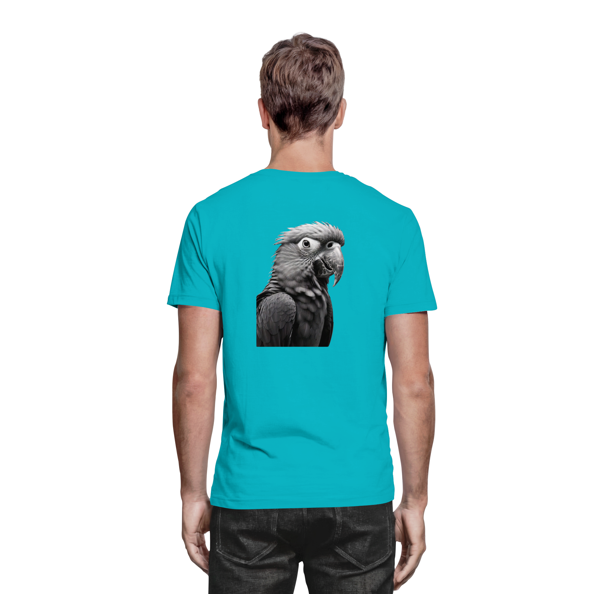 Papagei - Porträt - Backprint (schwarz/weiss) - Premium Shirt
