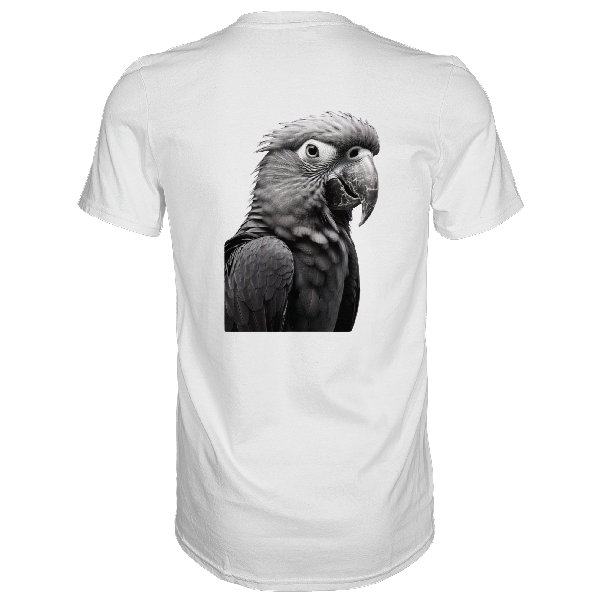 Papagei - Porträt - Backprint (schwarz/weiss) - Premium Shirt