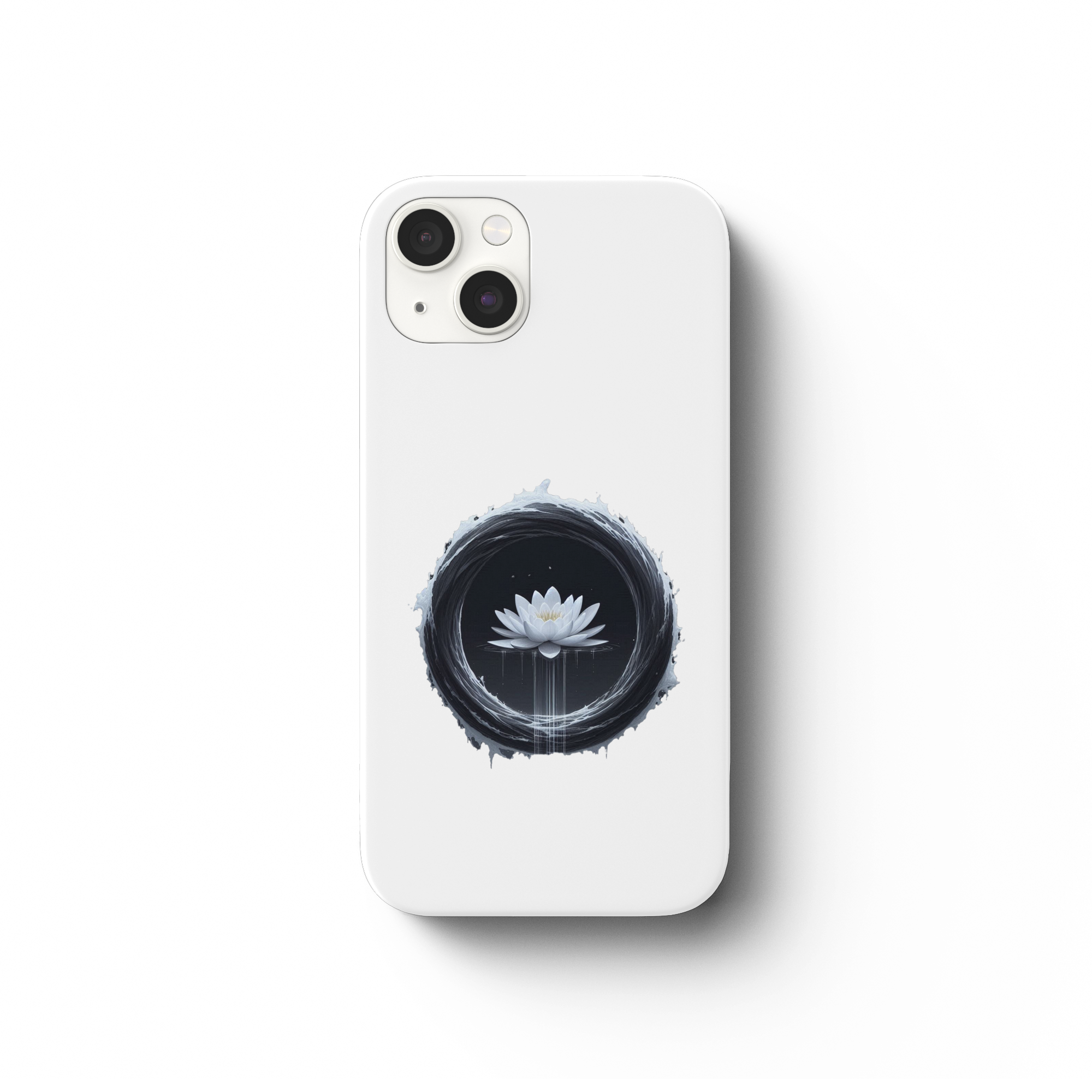 Schwarzer Wasserring mit weißer Seerose - iPhone 13 Handyhülle