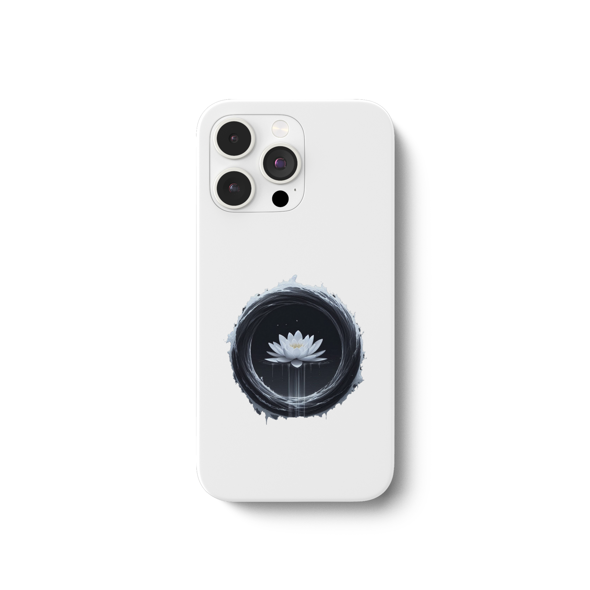 Schwarzer Wasserring mit weißer Seerose - iPhone 13 Pro Max Handyhülle