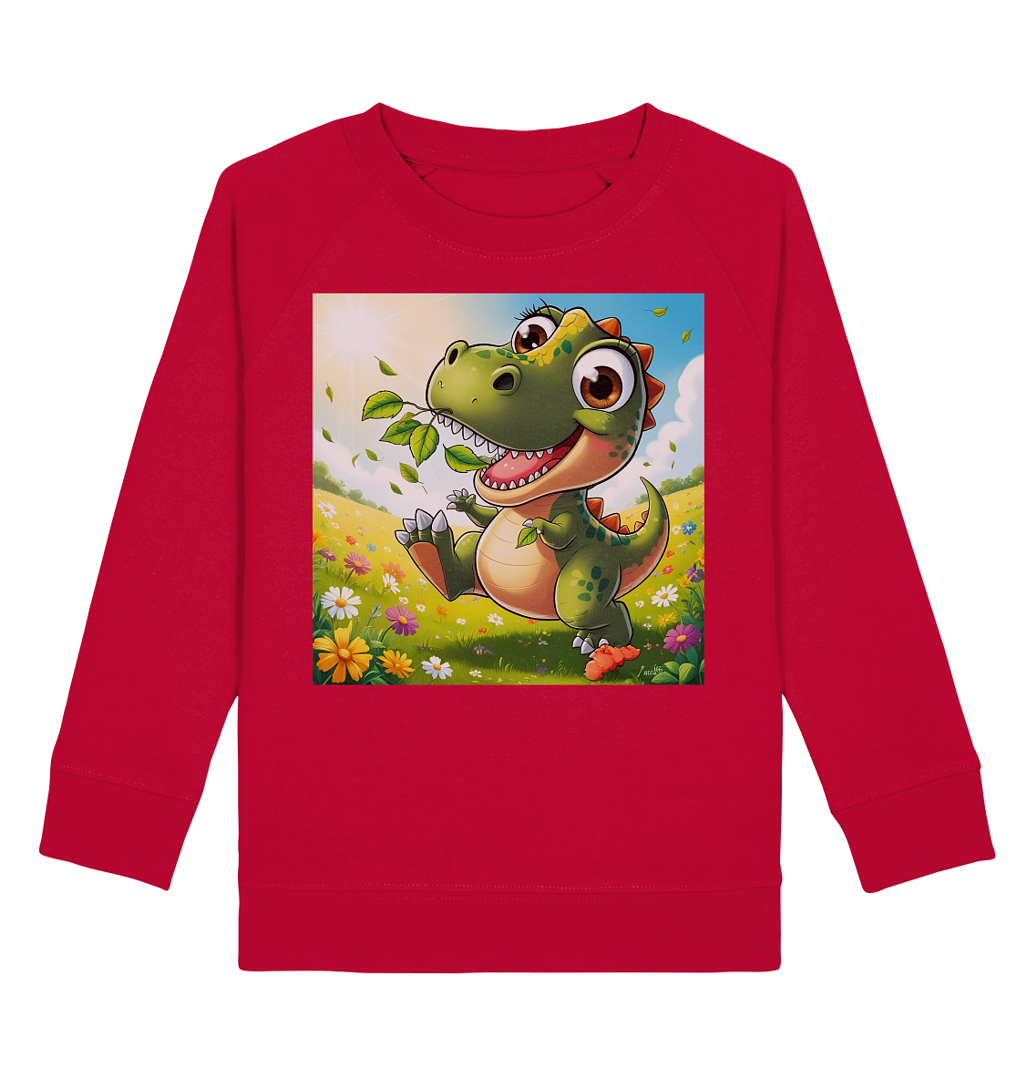 Dinosaurier auf einer Wiese - Kids Basic Sweatshirt