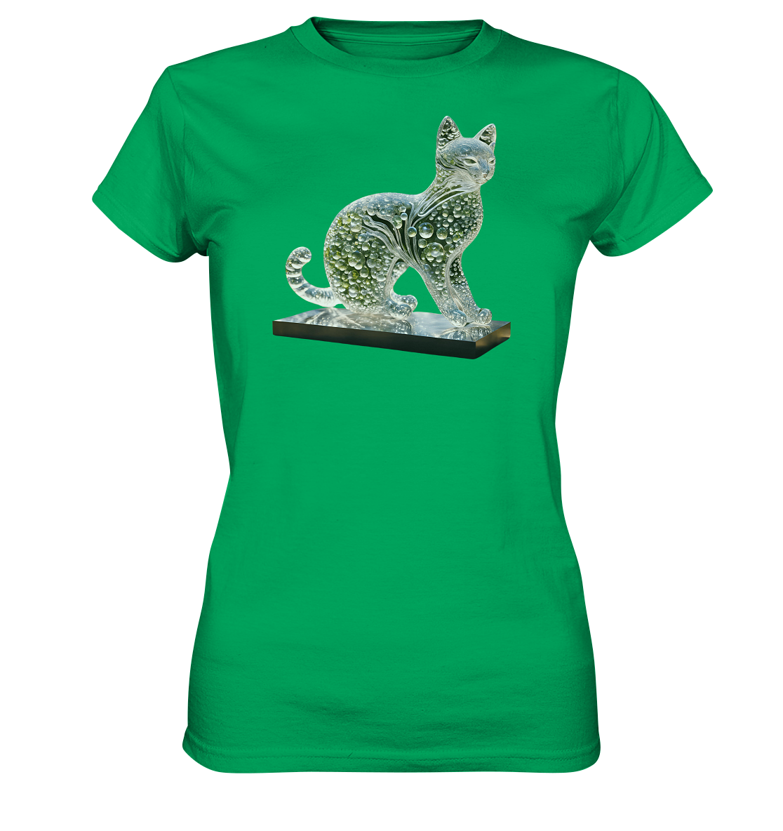Print "Katze transparent in grün" - Ladies Premium Shirt