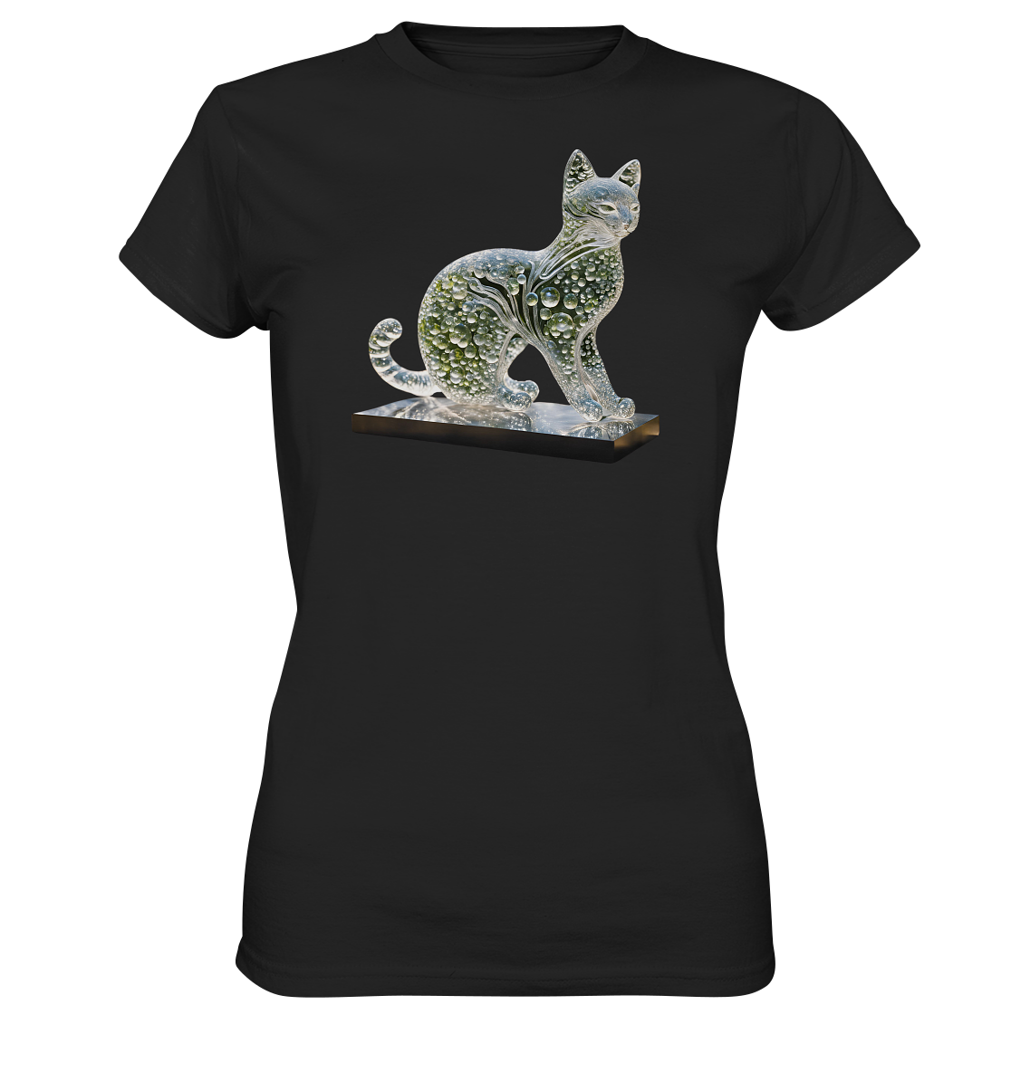 Print "Katze transparent in grün" - Ladies Premium Shirt