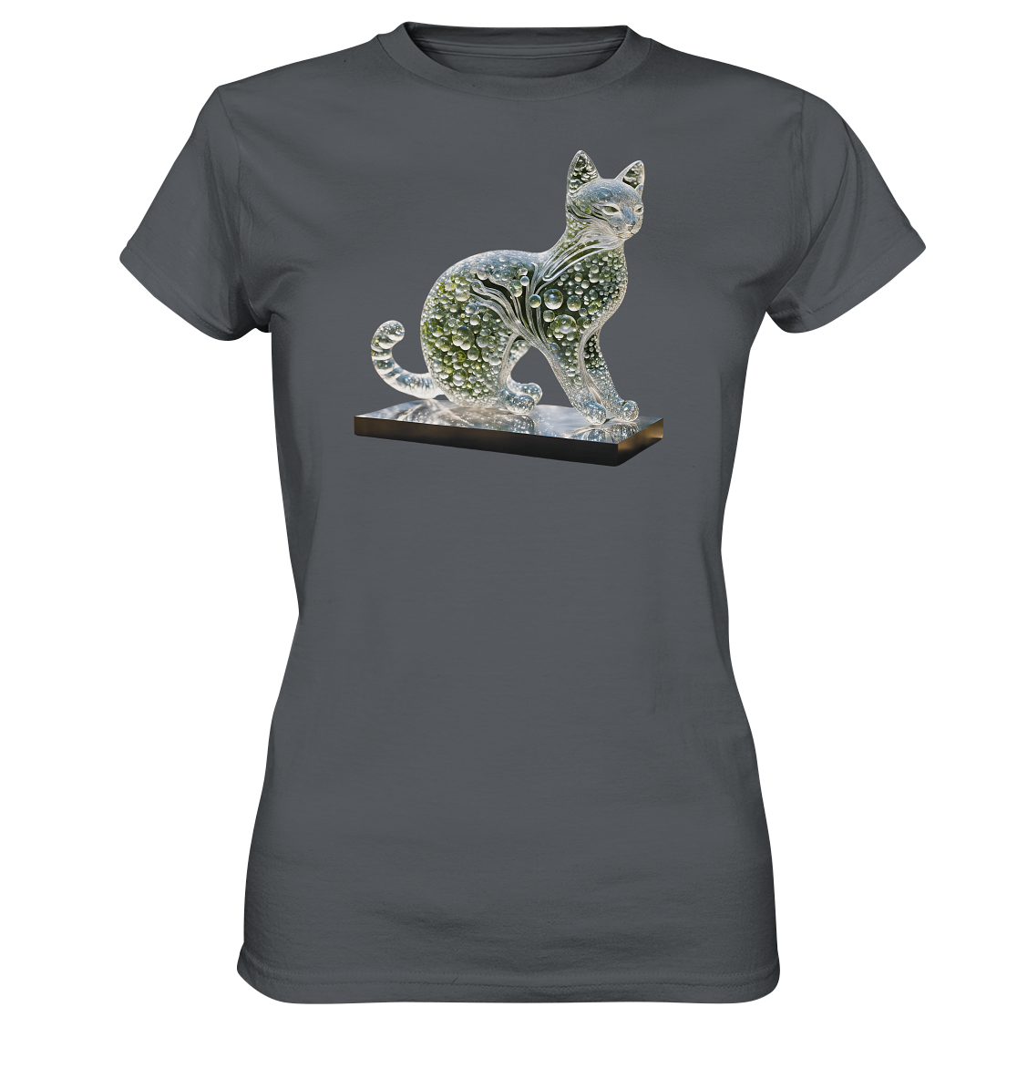 Print "Katze transparent in grün" - Ladies Premium Shirt