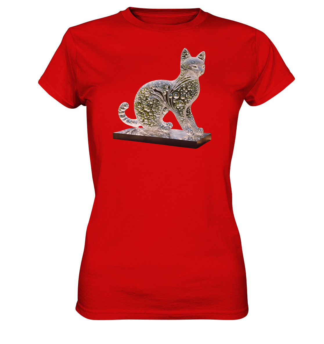 Print "Katze transparent in grün" - Ladies Premium Shirt