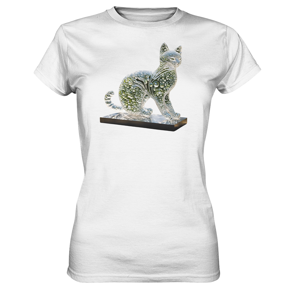 Print "Katze transparent in grün" - Ladies Premium Shirt