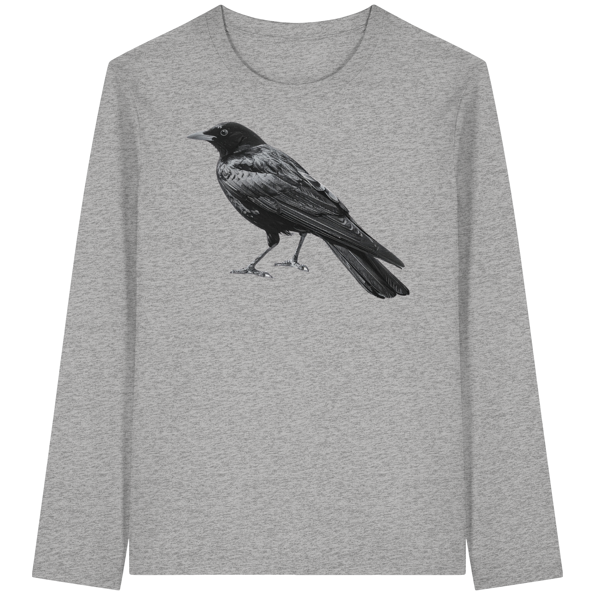 Amsel  schwarz/weiss von der Seite - Organic Longsleeve T-Shirt