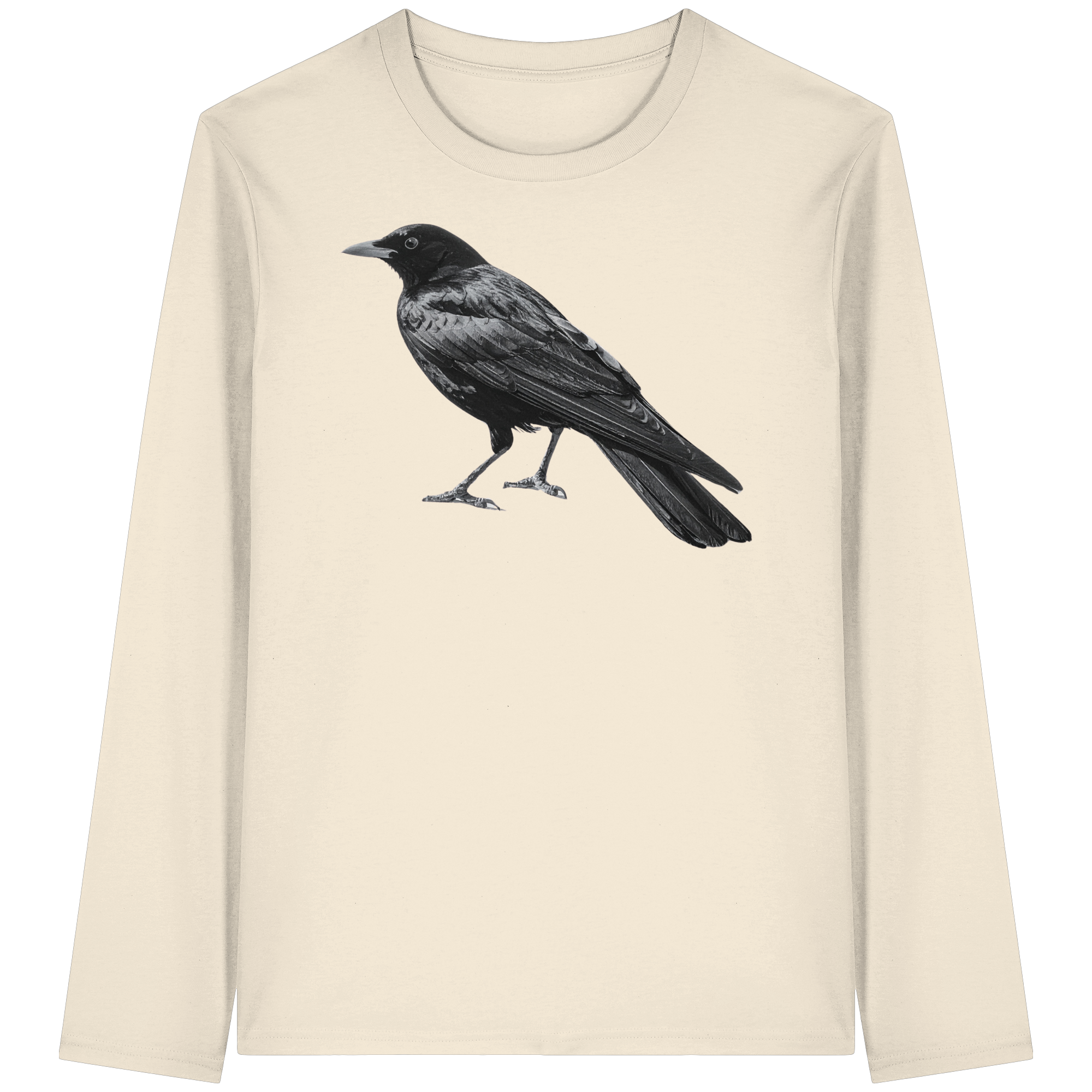 Amsel  schwarz/weiss von der Seite - Organic Longsleeve T-Shirt