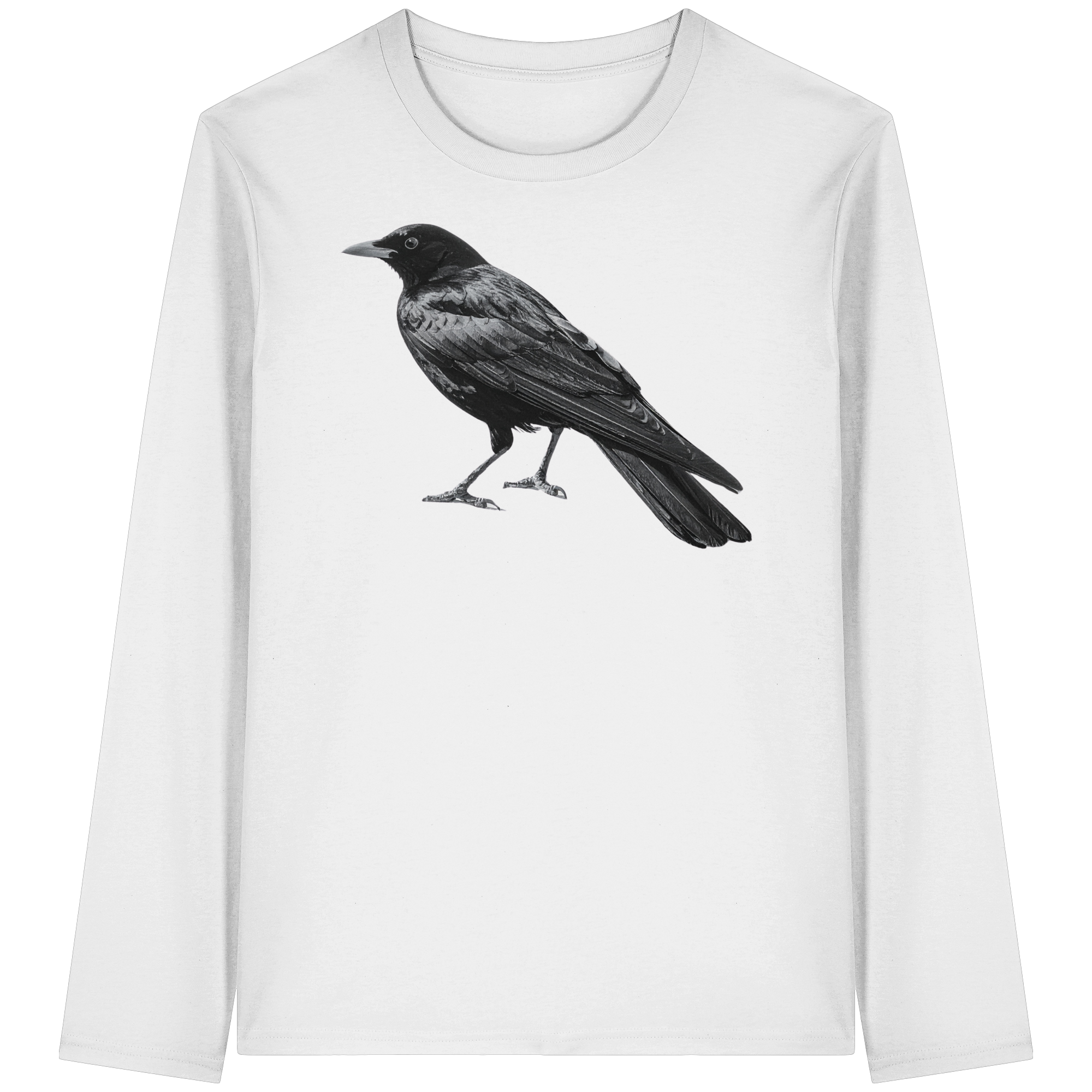 Amsel  schwarz/weiss von der Seite - Organic Longsleeve T-Shirt