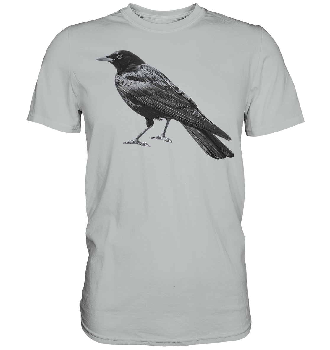Amsel  schwarz/weiss von der Seite - Premium Shirt