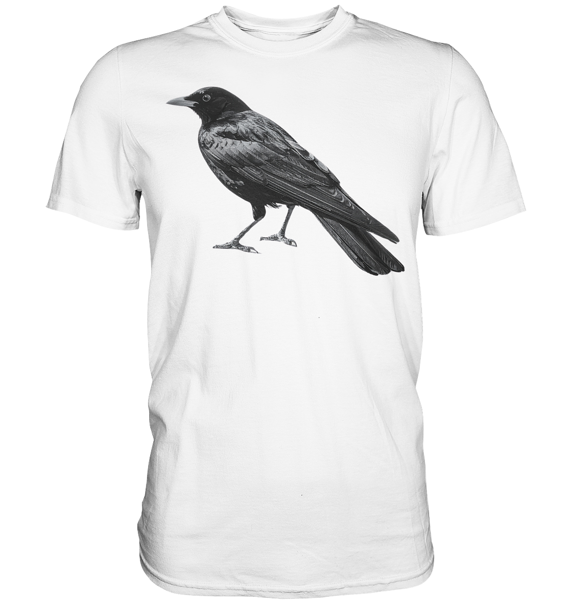 Amsel  schwarz/weiss von der Seite - Premium Shirt