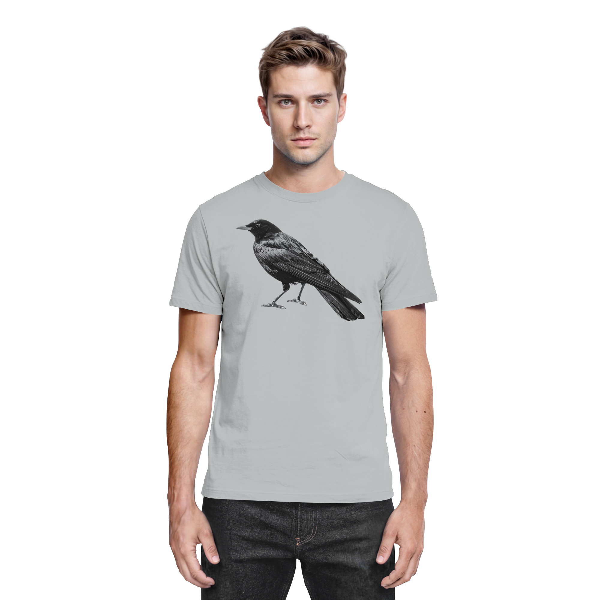 Amsel  schwarz/weiss von der Seite - Premium Shirt