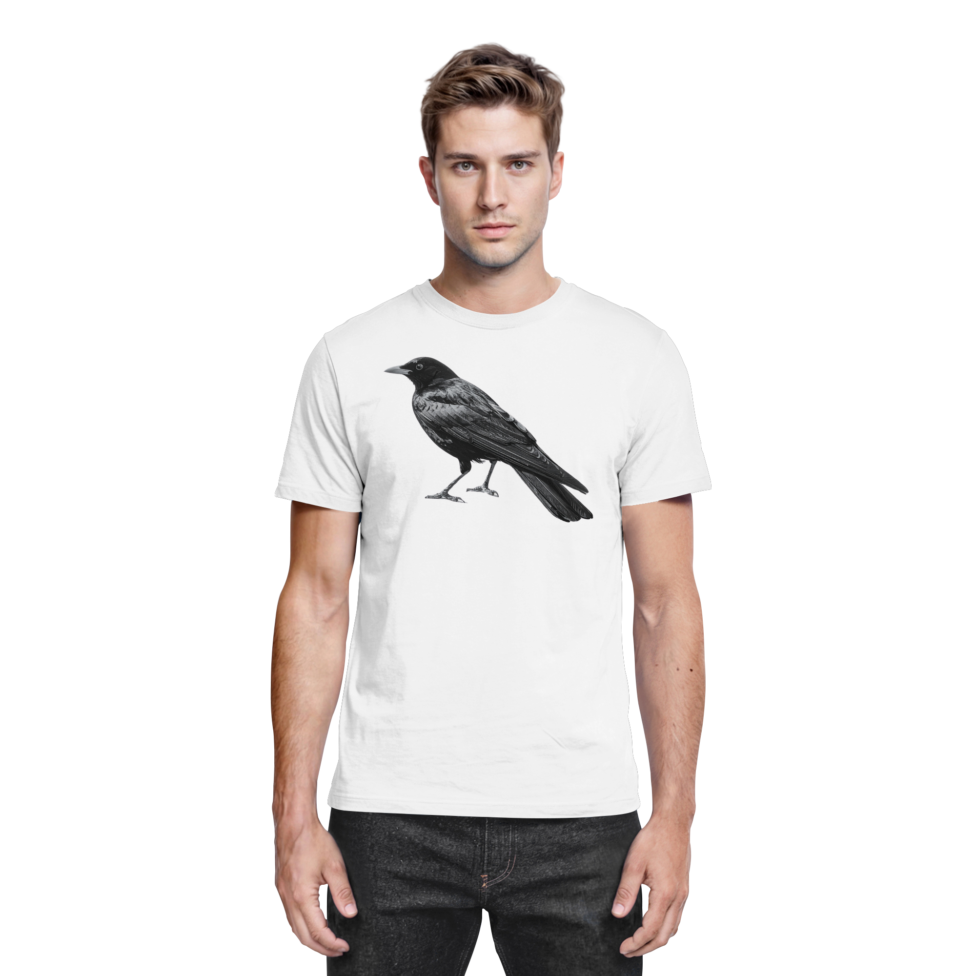 Amsel  schwarz/weiss von der Seite - Premium Shirt