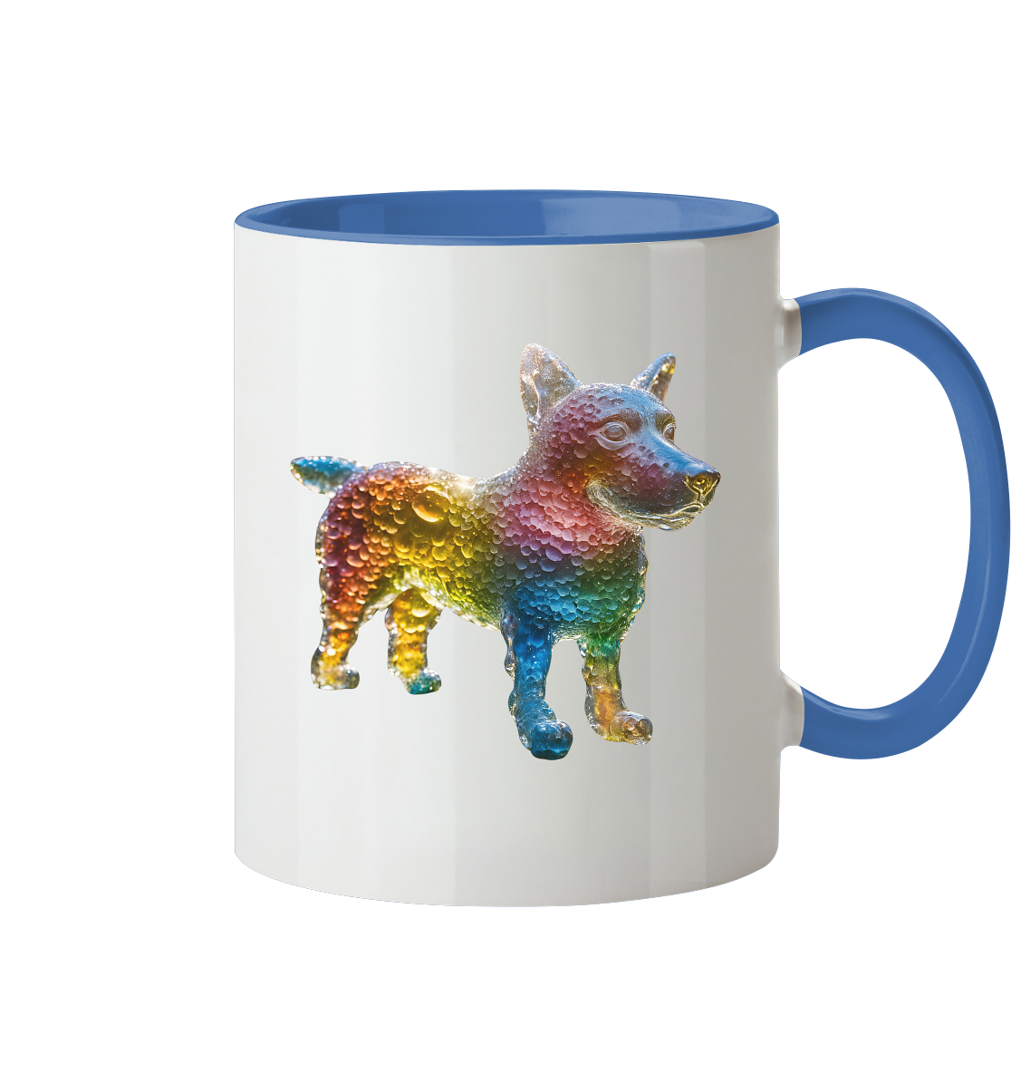 Print mit Hund aus farbigen Wassertropfen - Tasse zweifarbig