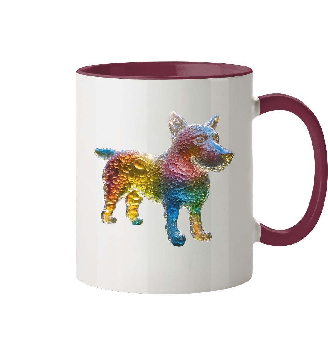 Print mit Hund aus farbigen Wassertropfen - Tasse zweifarbig