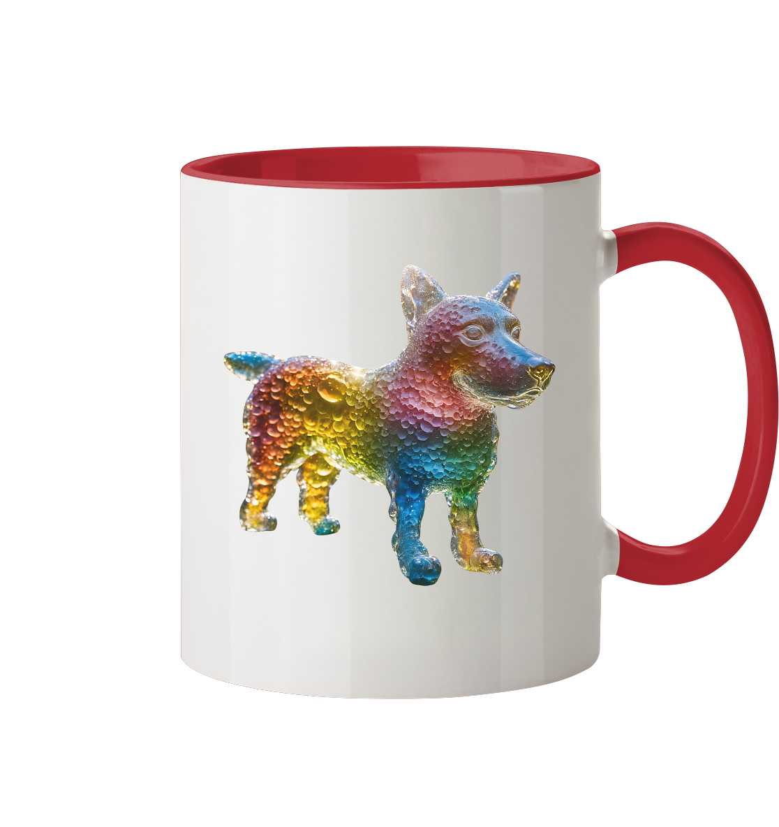 Print mit Hund aus farbigen Wassertropfen - Tasse zweifarbig