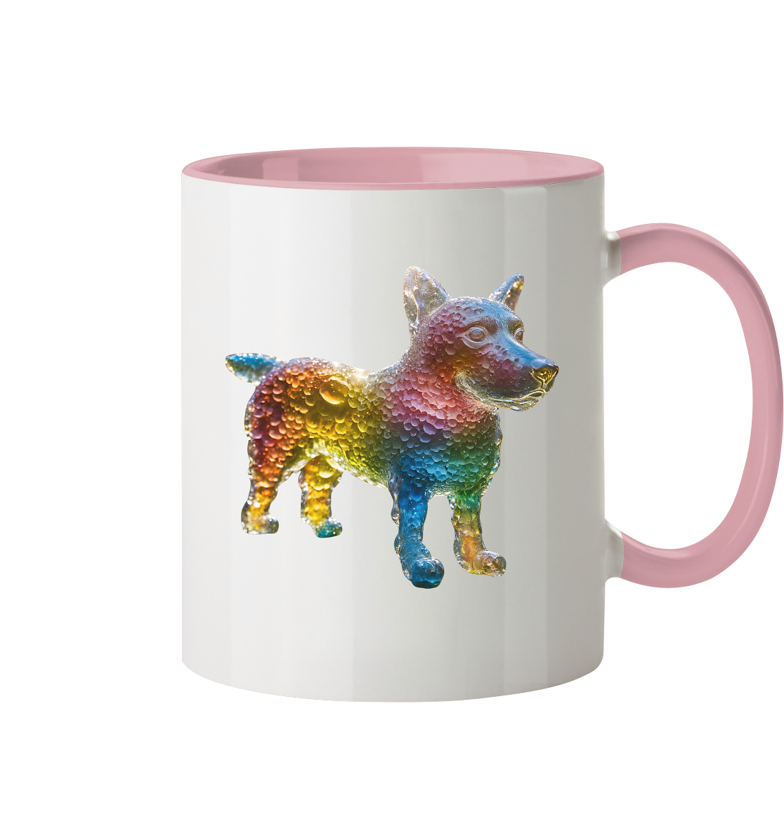 Print mit Hund aus farbigen Wassertropfen - Tasse zweifarbig