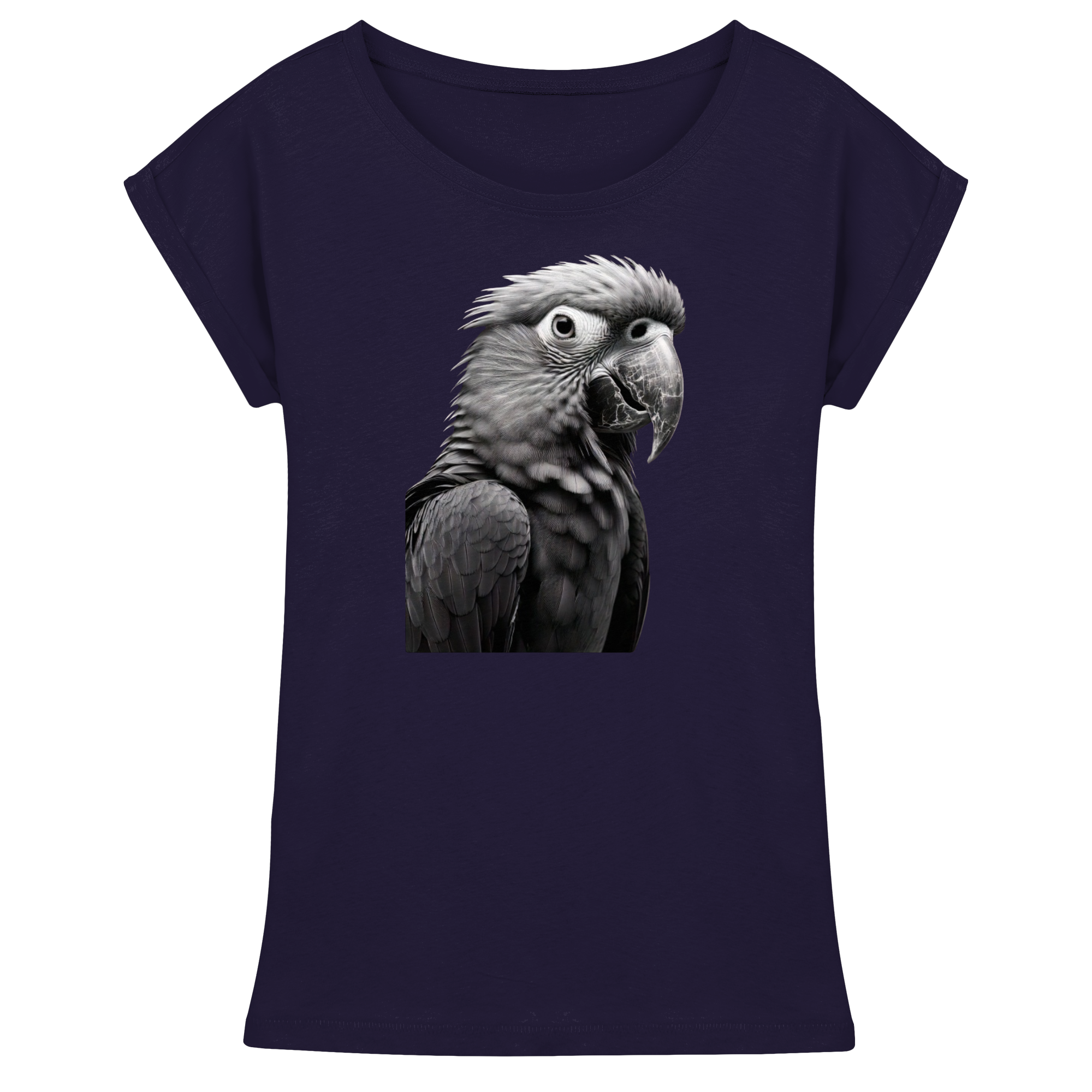 Papagei - Porträt (schwarz/weiss) - Womens Extended Shoulder T-Shirt