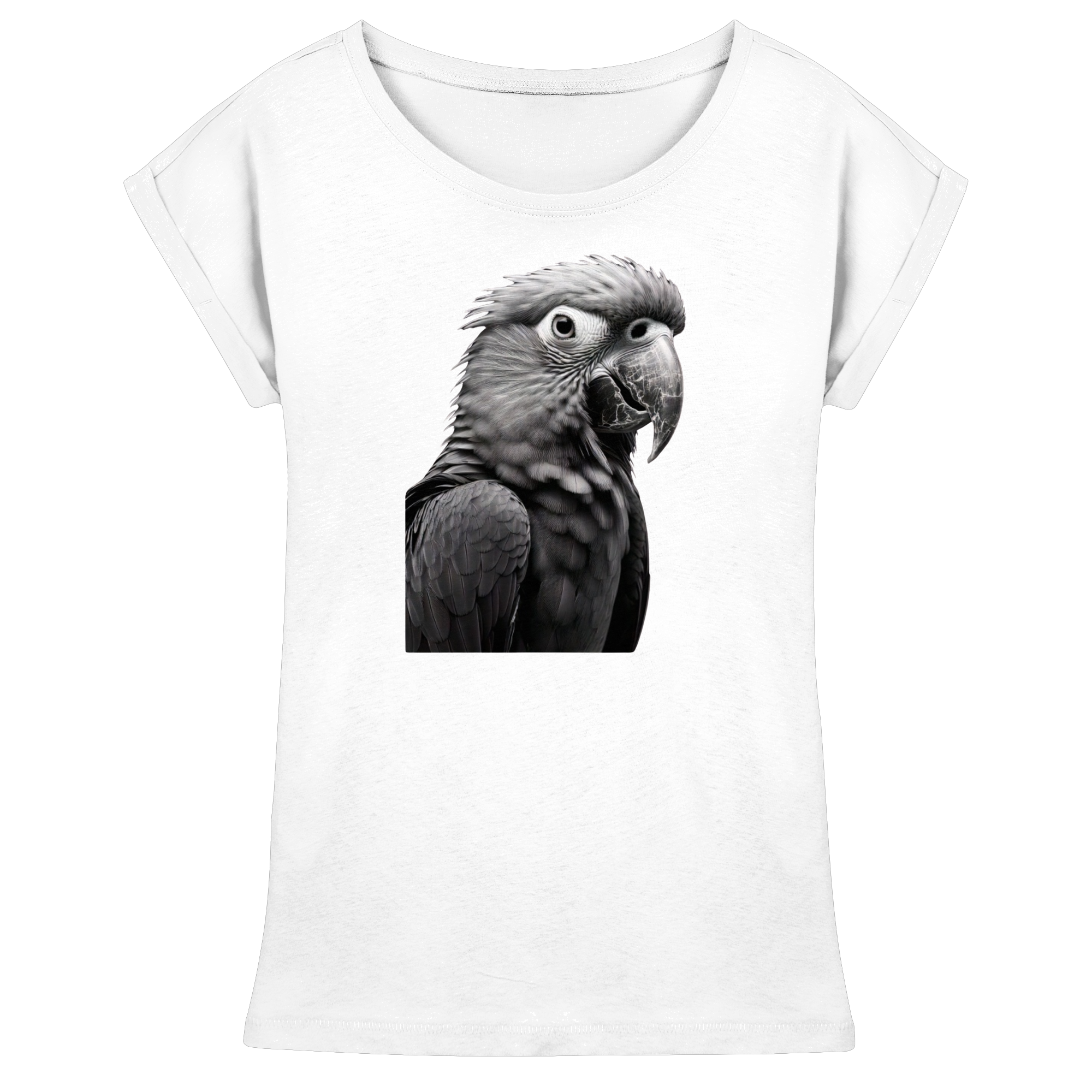 Papagei - Porträt (schwarz/weiss) - Womens Extended Shoulder T-Shirt