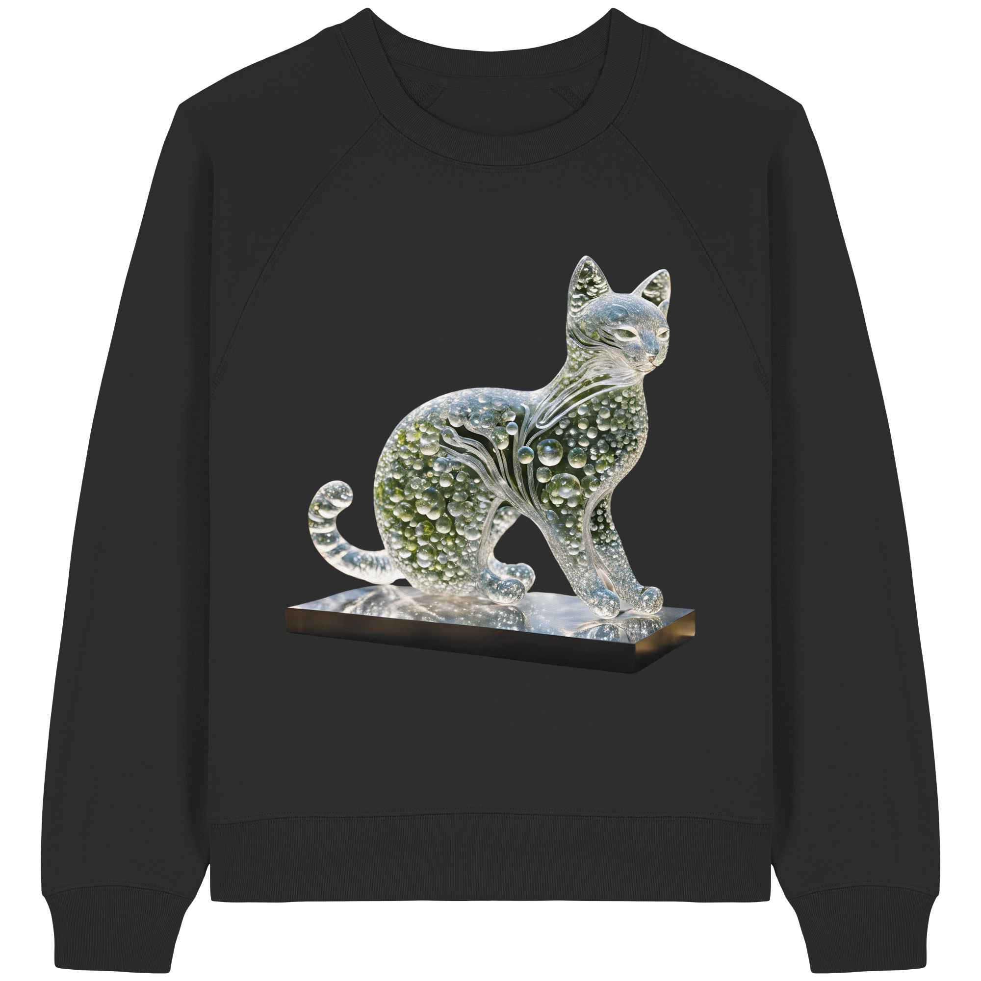 Print "Katze transparent in grün" - Womens Organic Raglan Sweatshirt