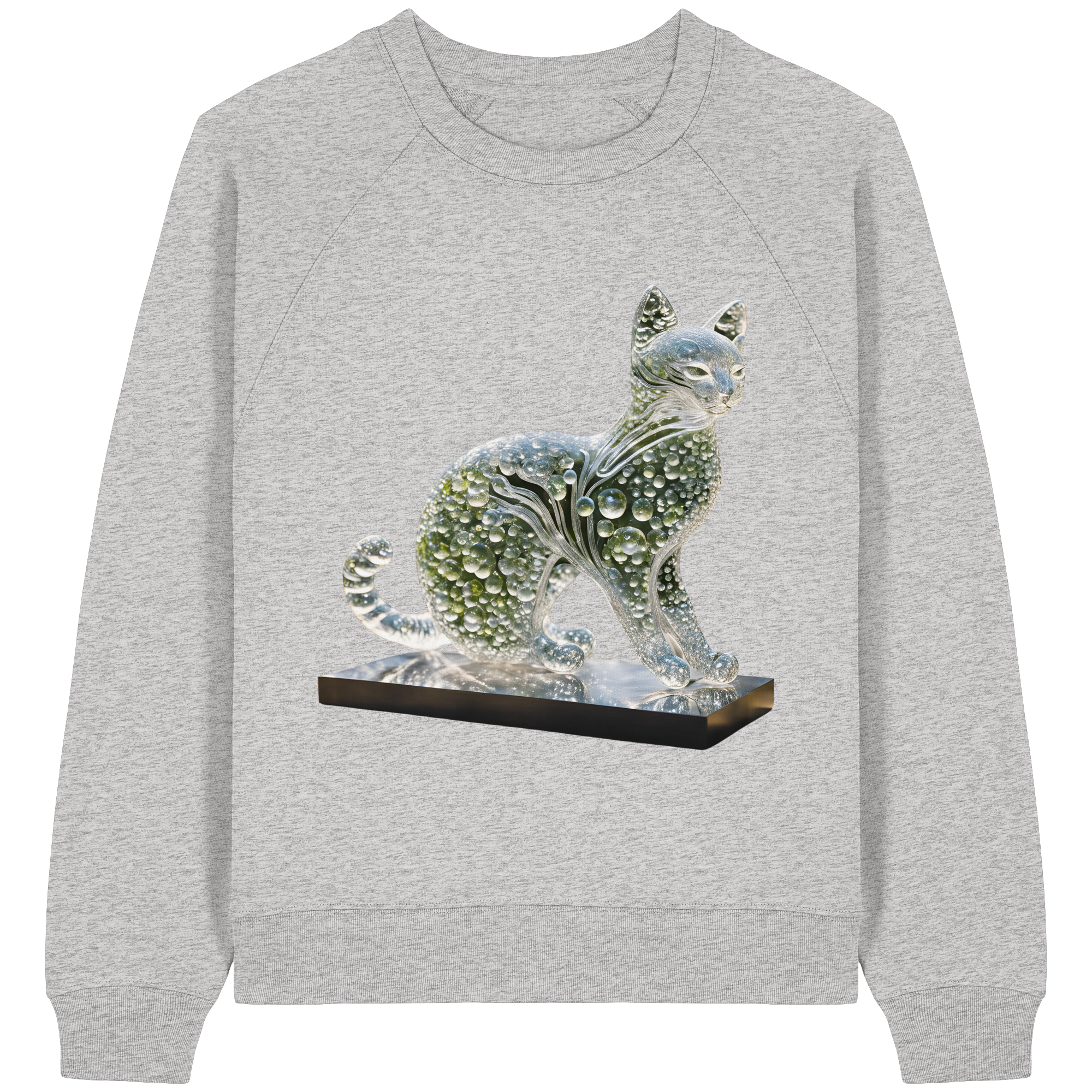 Print "Katze transparent in grün" - Womens Organic Raglan Sweatshirt