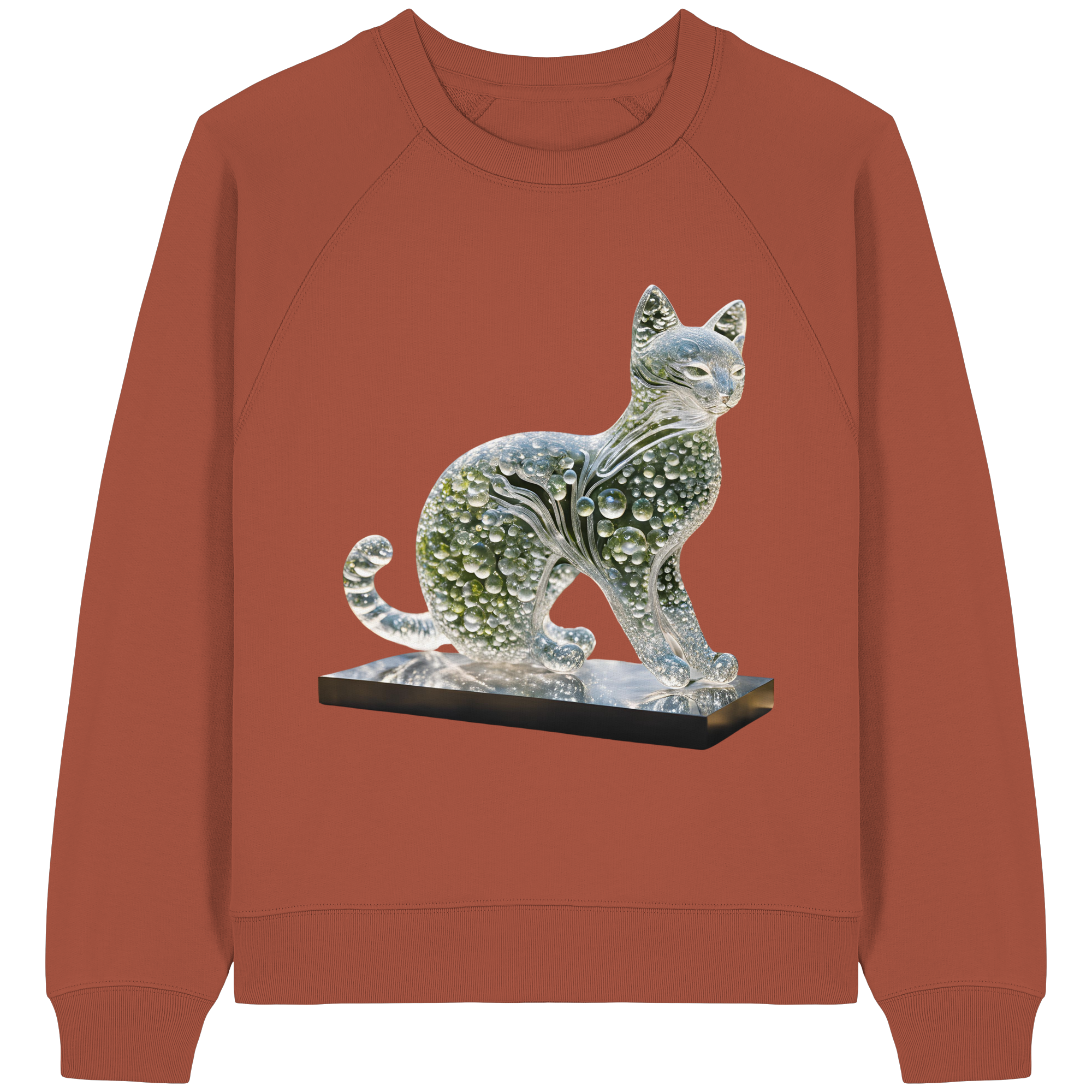 Print "Katze transparent in grün" - Womens Organic Raglan Sweatshirt