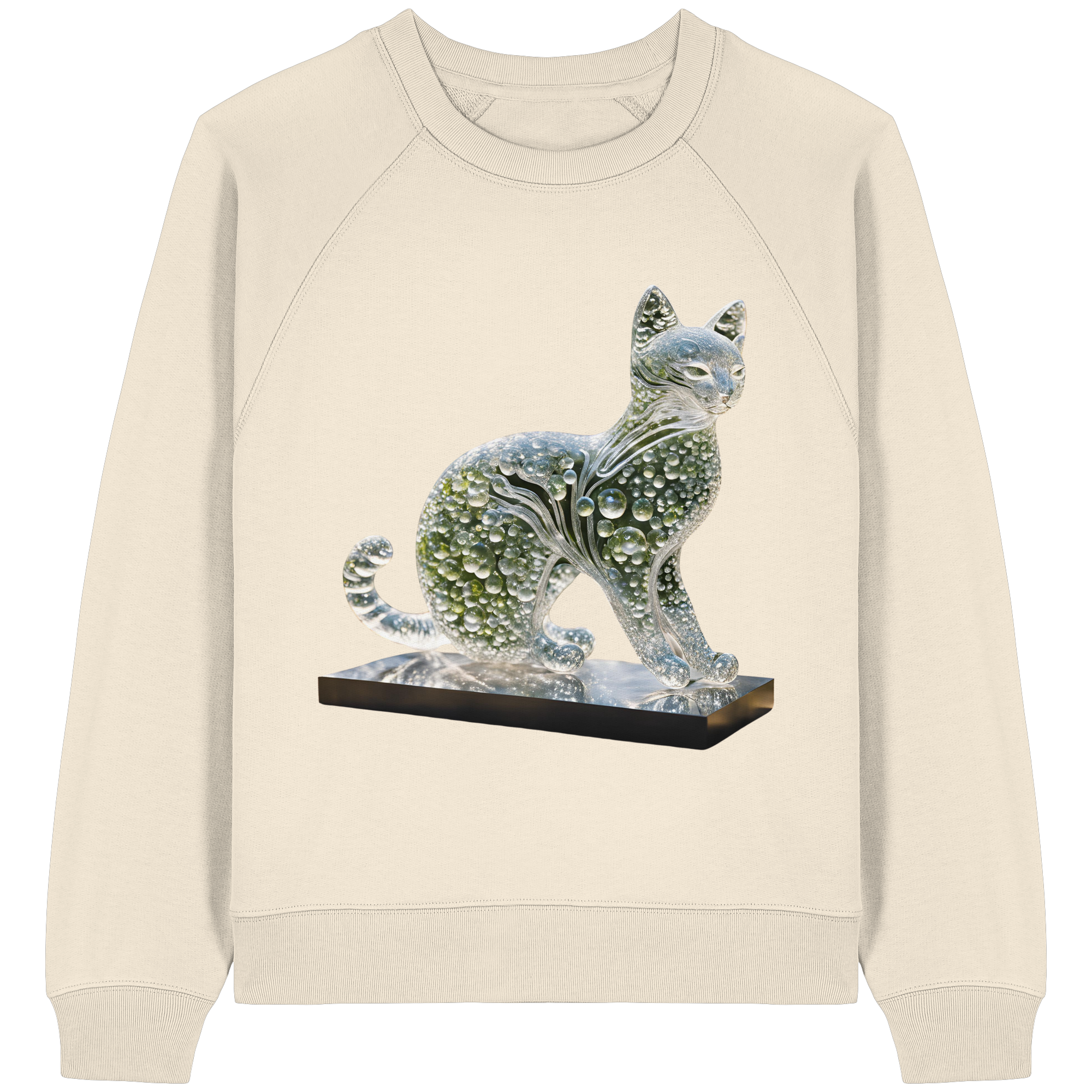 Print "Katze transparent in grün" - Womens Organic Raglan Sweatshirt